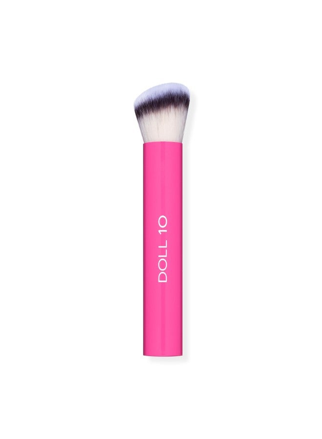 DOLL 10 NO. Doll 10 Buff & Bounce Brush – Ultra-Soft Makeup Brush for Flawless Foundation Application – Buffs & Blends Creams, Balms, and Liquids for Smooth, Airbrushed Finish – Vegan & Cruelty-Free B